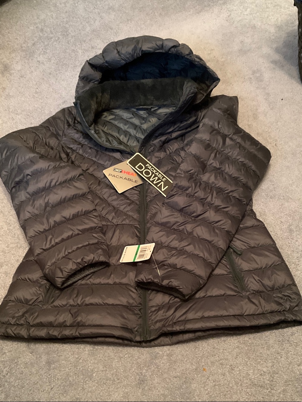 32 Degrees Women's Darkest Spruce Packable Hooded Puffer Jacket